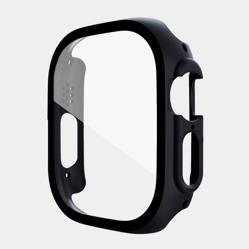 1+1 Apple iwatch Ultra apple watch 보호 케이스에 적합 iwatch8PC+ 강화 필름 통합 케이스, 49MM [OPP가방], 블랙