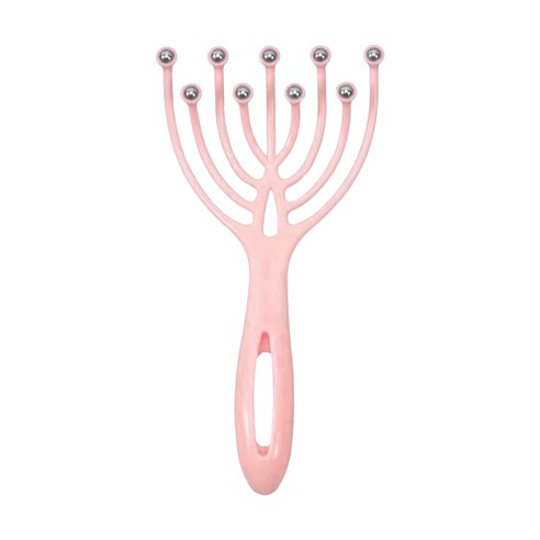 두피 케어 구슬 마사지 머리빗 자석 구슬 헤드 괄사 지압기, 핑크, 1개