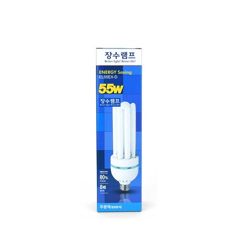 장수램프 삼파장전구 EL 55W E26 램프 전구 조명 고와트, 주광색, 1개