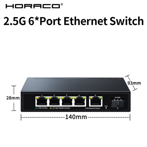 HORACO2.5G 이더넷 스위치 5 포트 2500Mbps 네트워크 스위처 10G SFP 업 링크 허브 인터넷 분배기 자동 MDI, zx-swtg015as, ZXSWTG015AS