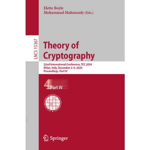 영문도서) Theory of Cryptography: 22nd International