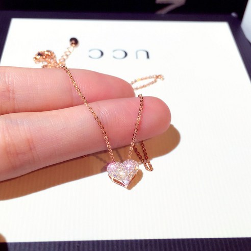 한국식 로즈 골드 플래티넘 플래시 다이아몬드 하트 모양 기질 쇄골 목걸이 여자 사치풍 펜던트