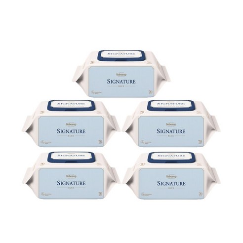베베숲 시그니처 블루 엠보싱 물티슈 리필형 75평량, 70매, 5개