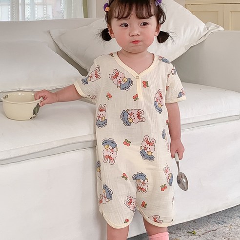 블랙체리 아동용 순면거즈 파자마 잠옷 슈트