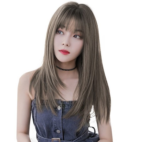 가발위드 긴머리 스트레이트 컬 라디 통가발+가발걸이1+가발전용빗1개+가발망1개 세트상품, 콜드브라운