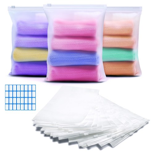 LYRHIX 반투명 슬라이드 지퍼백 비닐봉지 다회용지퍼백, 스크럽 소재, 20개, 20개
