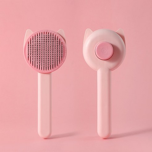 스타존 반려동물 저자극 원터치 슬리커 브러쉬 털 제거기 고양이빗 강아지빗 브러쉬 비숑빗 털 제거 브러쉬, 1개, 핑크