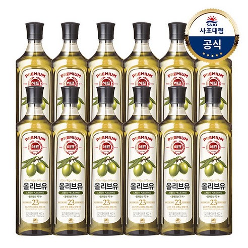 해표 압착 올리브유, 900ml, 12개