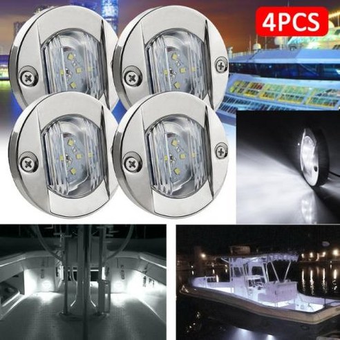 6LED 스턴 라이트 라운드 ABS 콜드 화이트 LED 테일 램프 보트 요트 액세서리 DC 12V 방수 RV 해양 트랜섬, [04] 4pcs white