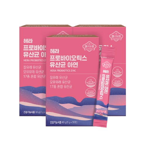 헬스토랑 헤라 프로바이오틱스 유산균 아연, 30포, 3박스