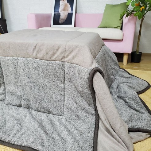 코타츠이불 클래식 따뜻한 보온 담요, 1 회색 니트 스토브 담요