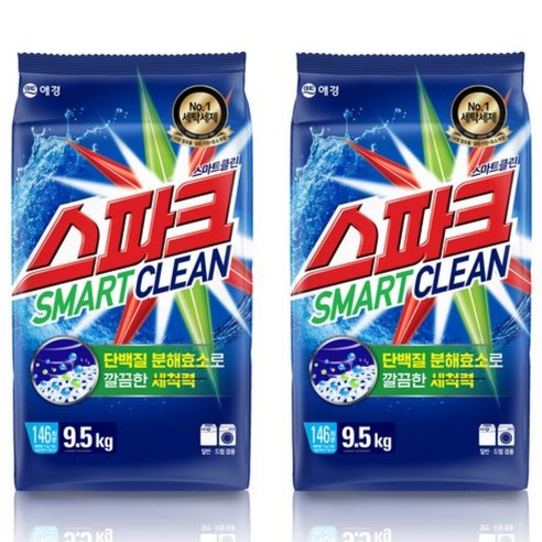 스파크 스마트 클린 분말세제 리필 9.5kg × 2개, 개당 중량 × 수량 섬네일