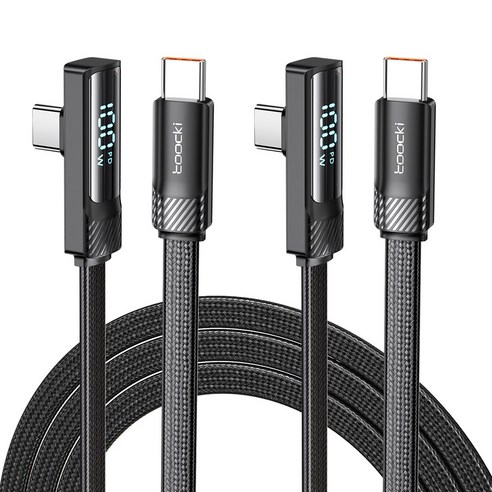 Toocki 디스플레이 90도 PD 100w c to c타입 초고속 충전케이블, 2m, 블랙, 2개