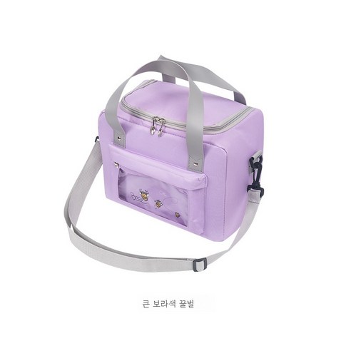 ZZJJC 아이스팩 토트 런치 피크닉 백 퓨어컬러 쿨러백 알루미늄 필름 파우치 아이스팩, 보라색 벌 키트