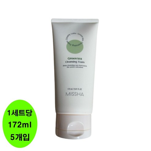 미샤 크리미 라떼 클렌징 폼 녹차, 172ml, 5개