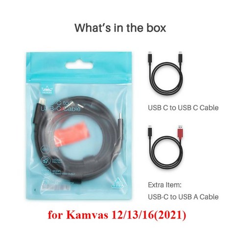 HUION 풀 기능 USB-C-USB-C 케이블 그래픽 드로잉 태블릿용 DP 신호 스크린 Kamvas 12 13/22 1m 지지대, Kamvas 12 13 16