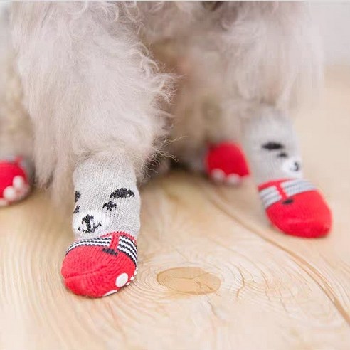 코코스튜디오 고양이 강아지 논슬립 양말 애견신발, 곰돌레드