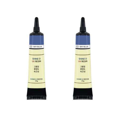 샤인디 칼라UV레진 일본수입원료 튜브타입 레진아트 유브이 중점도 25g, 옵션06(스카이블루/25g), 2개
