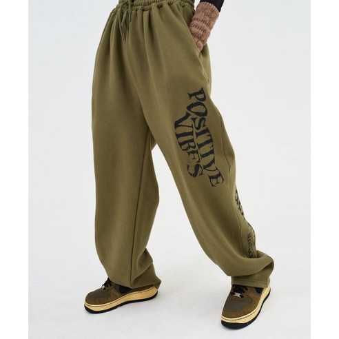 슬로우애시드 SLOW ACID 플라워 레터링 와이드 스웨트팬츠 [카키] FLOWER LETTERING WIDE SWEATPANTS [KHAKI] SL22WT-PT1-KH 14593