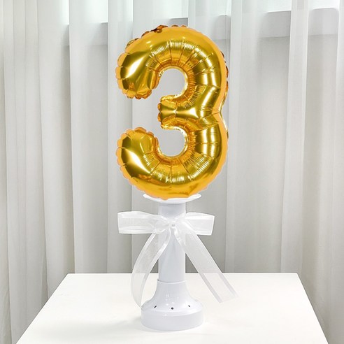 파티앤온 생일 기념일 호일 숫자 스탠딩 풍선, 3, 골드