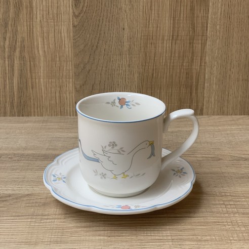 한국 INS 빈티지 스완 세라믹 커피 컵 밀크 컵 조식 컵 워터 컵 플라워 티 컵, 250ML 고슬링 컵과 접시