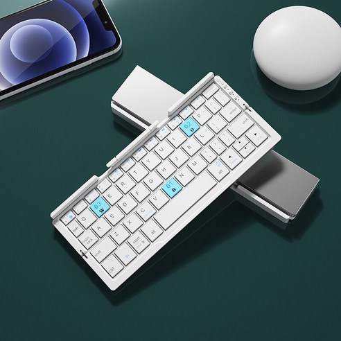 무선블루투스키보드 미니 접이식 호환 키패드 노트북 Windows 용 안드로이드 태블릿 ipad 전화, 하나, white, 하나