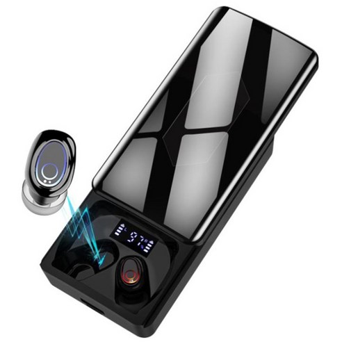 Exanko 블루투스 5.0 무선 헤드셋 10000MAh 충전 상자 헤드셋 스포츠 방수 이어버드 헤드폰, 검은 색, 무선 블루투스 헤드셋