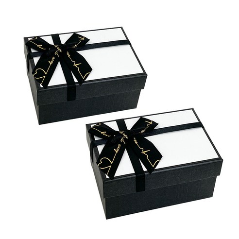 루루홈 리본 선물 포장 박스, 5호 2개 (27.7 x 21 x 8.5), 주황