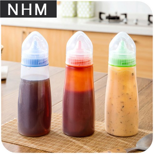 NHM 토마토 소스 스퀴즈 플라스틱 샐러드 잼 소스 병 소스 병 품질 스퀴즈 색상 랜덤 1 개, 보여진 바와 같이, 하나