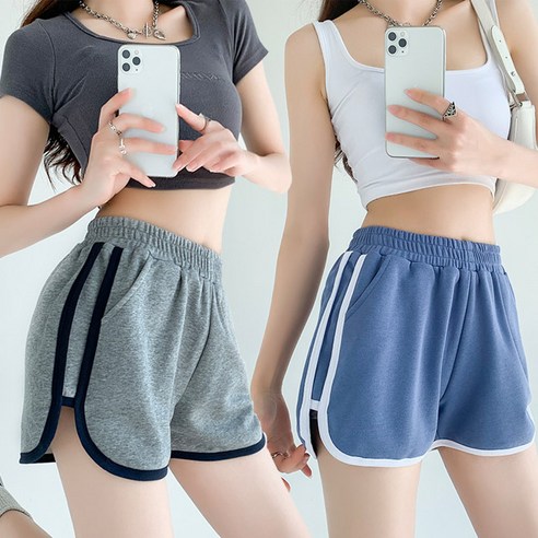 스토리원 여성 1+1 라인 트레이닝 반바지 추리닝 숏팬츠 WM-SSBT004-1