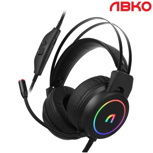 앱코 가상 7.1 ENC 초경량 RGB 게이밍 헤드셋, 블랙, N500