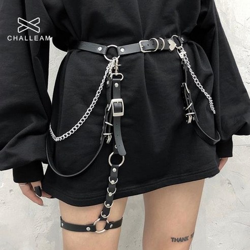 여성 스커트 벨트 여성 Pu 가죽 힙합 록 나이트 클럽, 02 only leg rap
