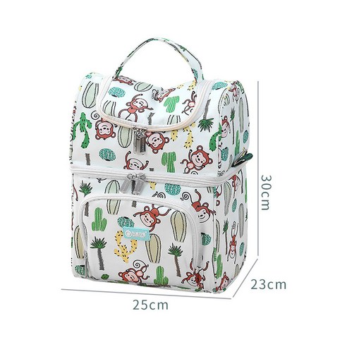 WORTHBUY Cute Monkey Lunch Bag Portable Thermal Lunch Box Bag For Woman Kids School Picnic Waterproo, Style A Large