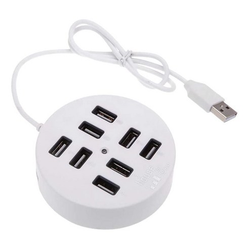 USB 허브 2.0 라운드 8 포트 스플리터 고속 허브 USB 충전기 어댑터 교체 LED, 하나, 하얀