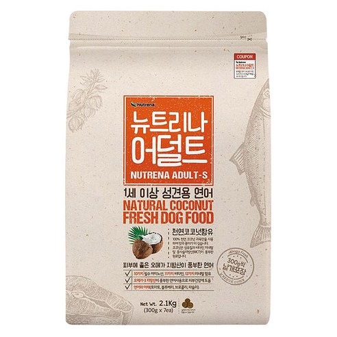 뉴트리나 어덜트 1세이상 성견용 연어 애견사료, 2.1kg, 2개