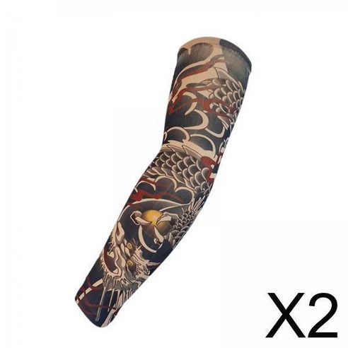 2x 문신 팔 슬리브 암 커버 UV 보호 슬리브 야외 골프 남여 공용, 여러 가지 빛깔의, 17-50cm, 나일론