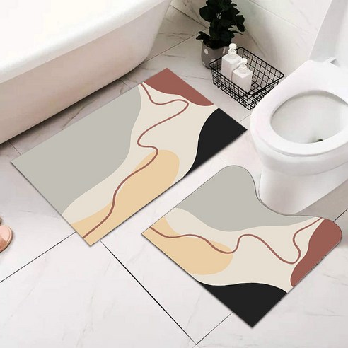 부드러운 규조 진흙 변기 바닥 깔개 u형 방수 발판 화장실 욕실 흡수 미끄럼 방지 깔개 현대 심플한 깔개, 50*60cm 변기 U자형 발판【단일 포장】, 모란디