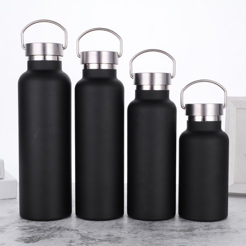 ZZJJC 304 스테인리스 스틸 아웃도어 스포츠 주전자 500ml, 350ml, 랩 인젝션 블랙 콤비 스틸 커버