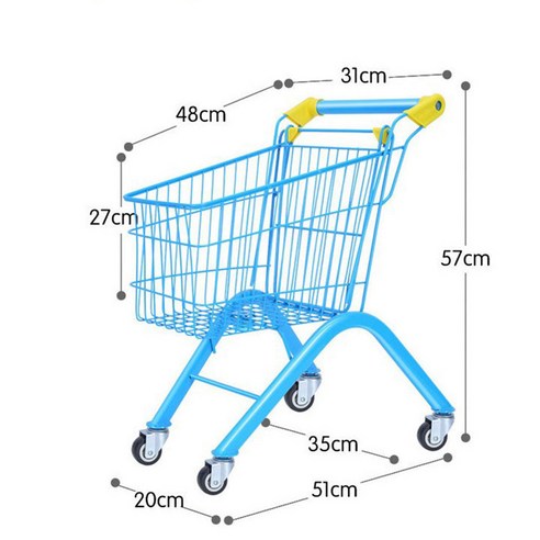 fooi 유아 쇼핑카트 철제 어린이용 카트 마트놀이 장난감카트, 블루, 1개