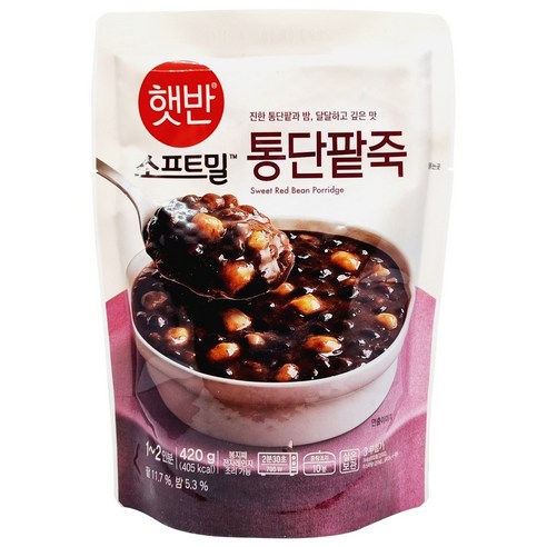 햇반 소프트밀 통단팥죽 420g, 4개