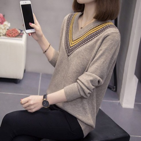 빅사이즈 여성 브이넥 스웨터, 봄과 가을에 추천되는 제품