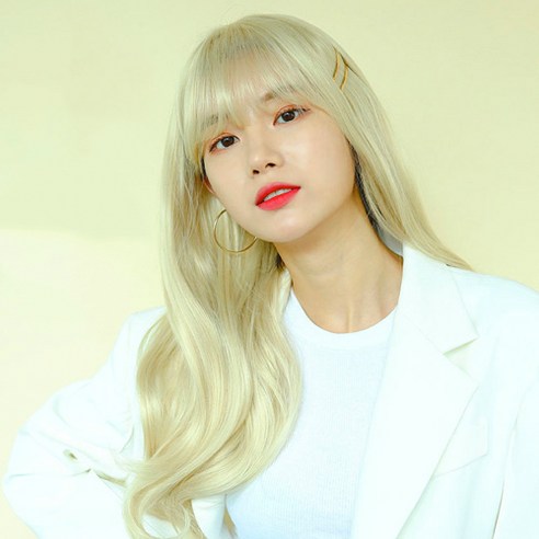가발매니아 밀키웨이브 66cm 더 썸 위그 통가발 전체가발 (고열사), 바닐라크림(금발), 1개