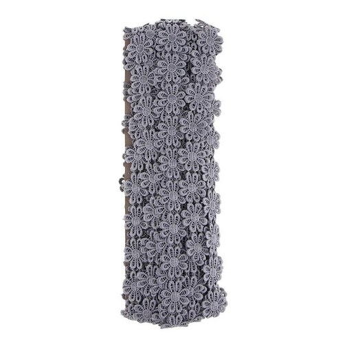 15Yards 25mm 꽃 자수 레이스 트림 리본 DIY 의류 바느질 공예, 회색, 폴리 에스터