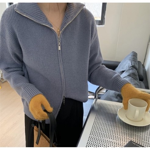 [랜덤플레이] 카라 더블 지퍼 하이넥 플리스 자켓