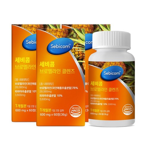 세비콤 브로멜라인 클렌즈, 60정, 3개