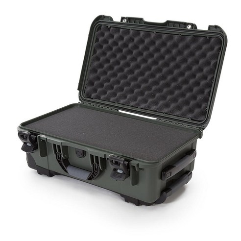 Nanuk 935 휴대용 방수 하드 케이스 블랙 바퀴 탑재 내장 쿠션폼, Cubed Foam_올리브, 올리브