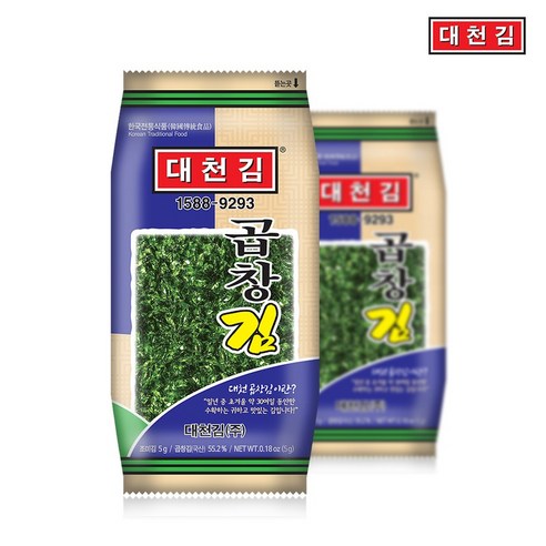 대천김 조미김 곱창김 도시락김 5g x 20봉/구운김, 20개
