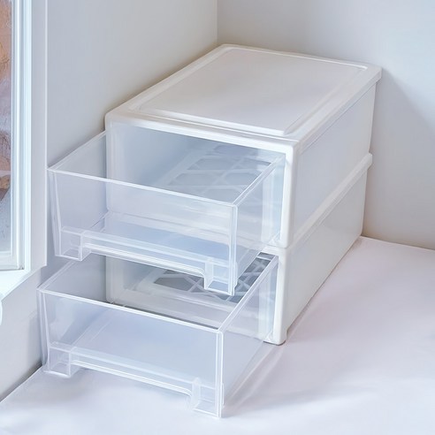 적층형 수납함 적층형 아크릴 투명정리함 서랍형 아크릴 정리함 투명, 2개