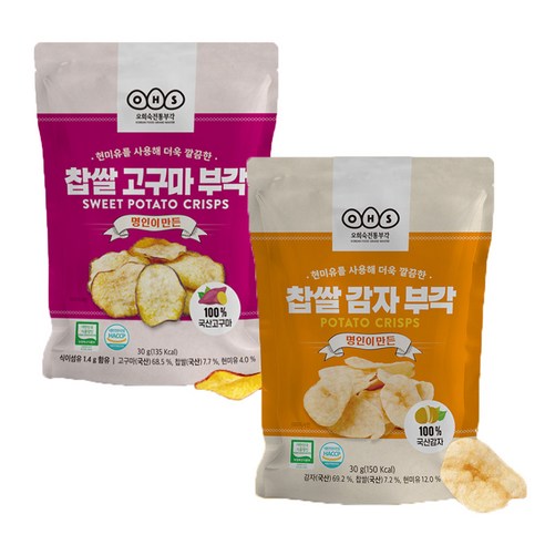 오희숙부각 찹쌀 감자부각+고구마부각, 1세트, 60g