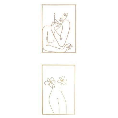 2pcs 벽 여성 조각 라인 금속 장식 거실 호텔 사무실 숍, 스타일 3